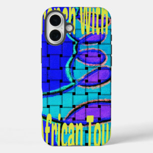 Frans Blauw Afrikaans Geweven Abstracte Paarse Vor iPhone 16 Plus Hoesje