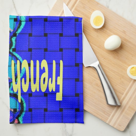 Frans Blauw Afrikaans Geweven Abstracte Paarse Vor Theedoek (Quarter Fold)