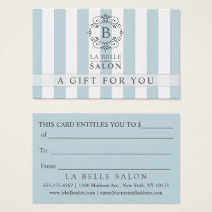 Frans Blauw Awning Stripes Gift Kaart met Monogram