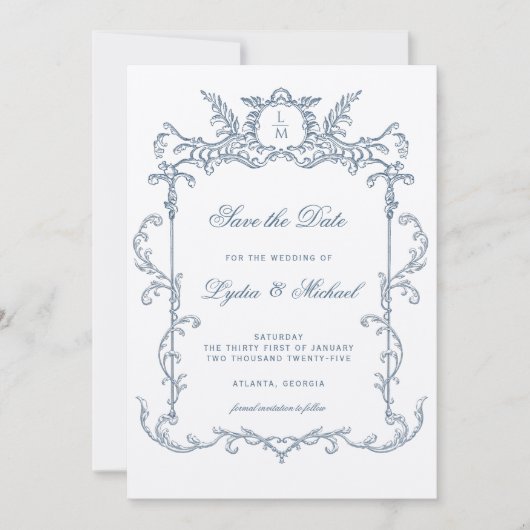 Frans Blauw  Barok Monogram Bewaar de datum Save The Date (Voorkant)