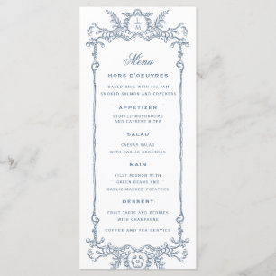 Frans Blauw  Barok   Monogram bruiloft Menu