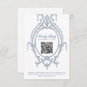 Frans Blauw Barok QR Code RSVP Card (Voorkant / Achterkant)