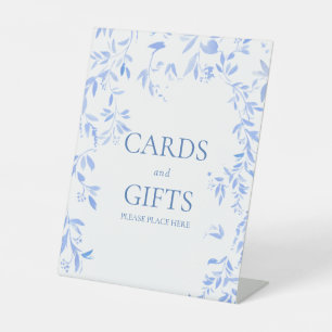 Frans Blauw Bloemen Botanische Huwelijkskaarten & Reclamebord Met Voetstuk