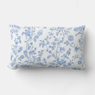 Frans Blauw Bloemmotief Toile Kussen
