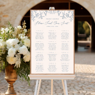 Frans Blauw Chinoiserie Bloemen Bruids Zitplaatsen Poster