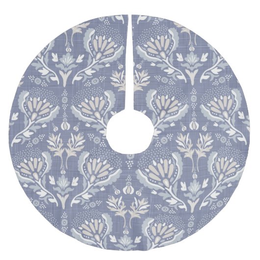 Frans blauw damast, armoedig chic. kerstboom rok (Voorkant)