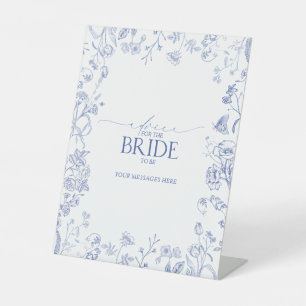 Frans blauw en wit schoeisel advies voor de bride reclamebord met voetstuk