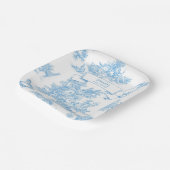 Frans Blauw en Wit Toile de Jouy Baby shower Papieren Bordje (Gebogen)