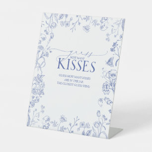 Frans Blauw en wit Victoriaans Hoeveel Kisses Reclamebord Met Voetstuk