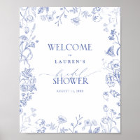 Frans Blauw en witte Victoriaans Shower Welkom