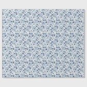 Frans blauw flessenpatroon cadeaupapier (Vlak)