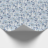 Frans blauw flessenpatroon cadeaupapier (Hoek)