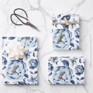 Frans blauw flessenpatroon inpakpapier vel