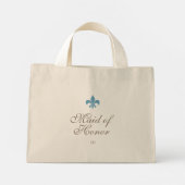 Frans Blauw Fleur de Lis Maid of Honor Initiaal Mini Tote Bag (Achterkant)