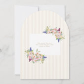 Frans Blauw Kleurrijke Bloemmonogram Crest Kaart (Achterkant)