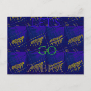 Frans Blauw "Let's Go Zebra" Abstracte druk Briefkaart