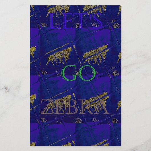 Frans Blauw "Let's Go Zebra" Abstracte druk Briefpapier (Voorkant)