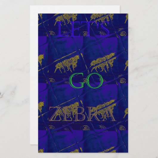 Frans Blauw "Let's Go Zebra" Abstracte druk Briefpapier (Voorkant / Achterkant)