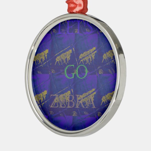 Frans Blauw "Let's Go Zebra" Abstracte druk Metalen Ornament (Links)