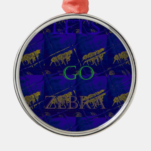 Frans Blauw "Let's Go Zebra" Abstracte druk Metalen Ornament (Voorkant)