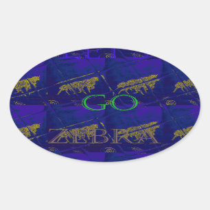 Frans Blauw "Let's Go Zebra" Abstracte druk Ovale Sticker
