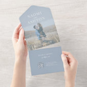 Frans Blauw | Penseelbedekte bruiloft All In One Uitnodiging (Afscheurbaar)