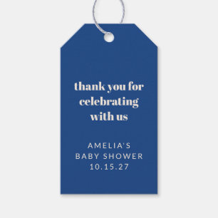 Frans Blauw Schattige Custom Baby shower Dank u Cadeaulabel