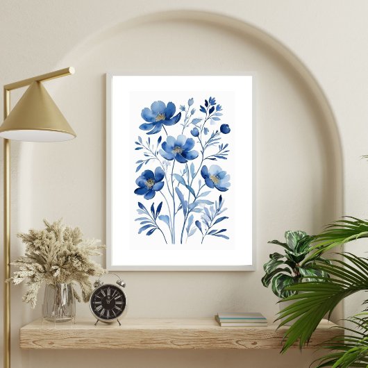 Frans Blauw Waterverf Bloemen Botanicals Poster