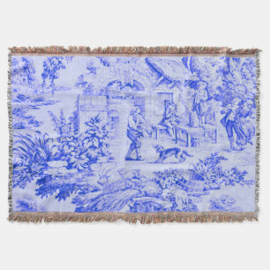 Frans Blauw Wit Toile Chinoiserie Rustieke stijl Deken