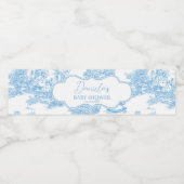 Frans Blauw Wit Toile de Jouy Beer Baby shower Waterfles Etiket (Enkel label)