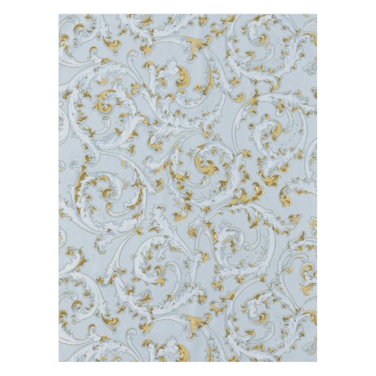 -Frans Bleek blauw goudblauw scroller Tafelkleed (Voorkant)