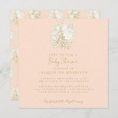 Frans Bloemen Elegant Toile Roze Goud Baby shower Kaart (Voorkant / Achterkant)