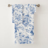 Frans Bloementoilet blauw Bad Handdoek (Insitu)