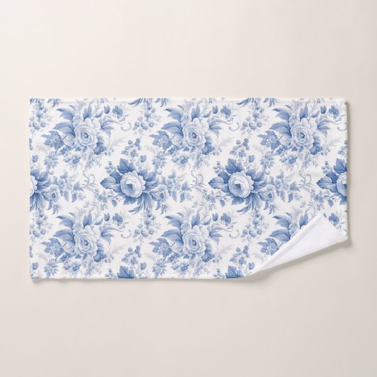 Frans Bloementoilet blauw Bad Handdoek (Handdoek)