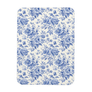 Frans bloementoilet blauw magneet