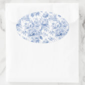 Frans bloementoilet blauw ovale sticker (Tas)