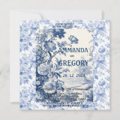 Frans Bloementoilet Blauw Uitnodiging (Voorkant)