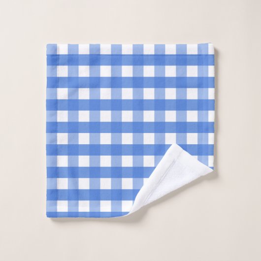 Frans Blue en White Gingham Bad Handdoek (Wasdoekje)