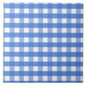 Frans Blue en White Gingham Tegeltje (Voorkant)