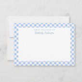 Frans Blue Gingham Check Personal Stationery Bedankkaart (Voorkant)