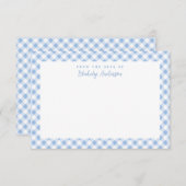 Frans Blue Gingham Check Personal Stationery Bedankkaart (Voorkant / Achterkant)