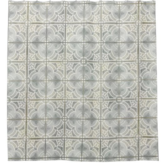 Frans Boerderij Huis  Grijs Tegel Patroon Douchegordijn (Voorkant)