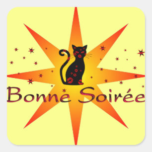 Frans:Bonne Soiree Vierkante Sticker