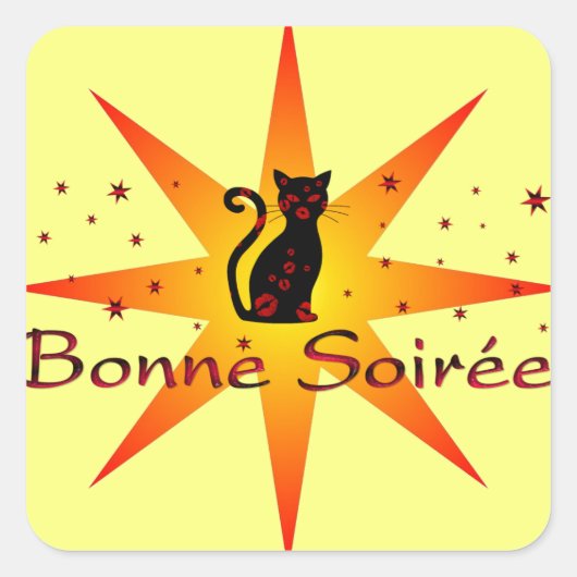 Frans:Bonne Soiree Vierkante Sticker (Voorkant)