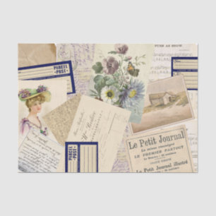  Frans Briefkaart Beach Floral Collage Tissuepapier