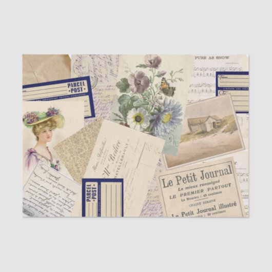  Frans Briefkaart Beach Floral Collage Tissuepapier (Voorkant)