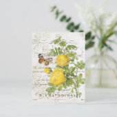 Frans briefkaart botanisch roos (Staand voorkant)