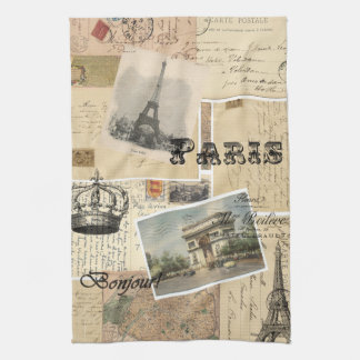 Frans Briefkaart Collage Kitchen Towel Theedoek