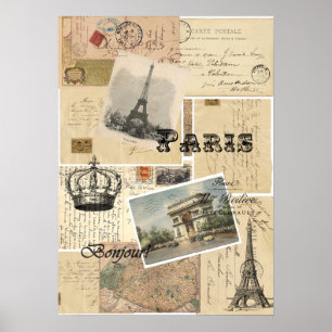 Frans Briefkaart Collage Poster of print