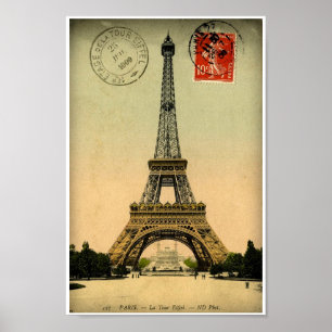  Frans Briefkaart Eiffel Tower Paris Frankrijk Poster